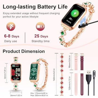 1.47" Smart Sports Watch, 10-Day Battery, IP68 Waterproof - color: Rose Gold-Green