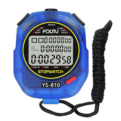 Sports Stopwatch Timer, 10Lap /Split Memory Digital Stop Watch Blue - color: Blue
