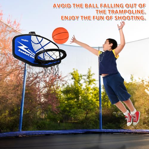 Trampoline Basketball Hoop, with Pump and Mini Balls, Easy to Assemble， Accessory of Trampoline - color: Blue