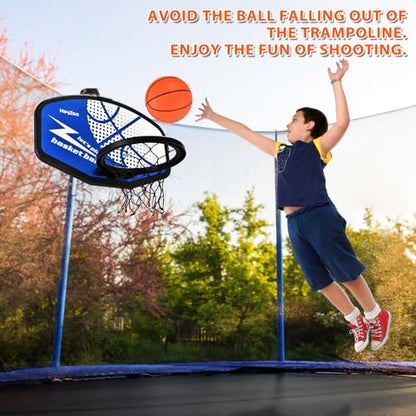 Trampoline Basketball Hoop, with Pump and Mini Balls, Easy to Assemble， Accessory of Trampoline - color: Blue