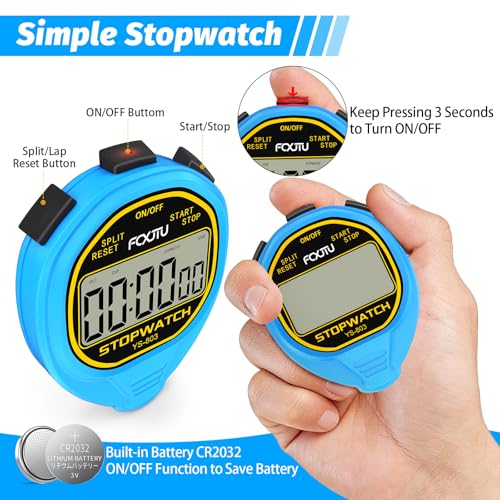 Digital Waterproof Simple Stopwatch, Silent Basic Stop Watch for Swimming - color: Blue