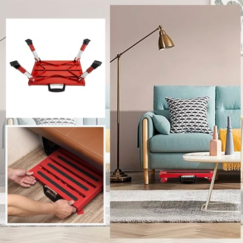 Homeon Wheels Adjustable RV Step Stool, Folding Aluminum Platform, Red - color: Red