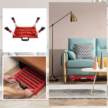 Homeon Wheels Adjustable RV Step Stool, Folding Aluminum Platform, Red - color: Red