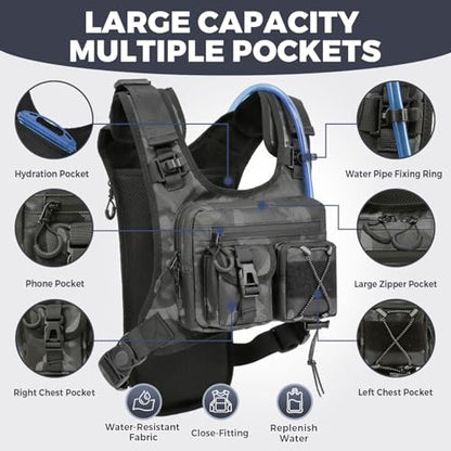 Criuage USA Patent Running Hydration Vest Backpack, Lightweight Chest Pack with 2.0L Water Bladder Bag Daypack for Hiking Running Cycling Race Marathon for Women Men - color: Camo
