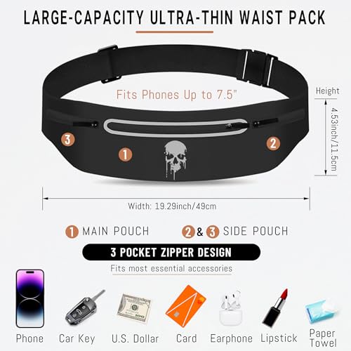 Skull Running Belt Waist Fanny Pack Phone Holder for Men Women Running Pack - color: Horror Skull