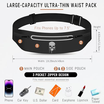 Skull Running Belt Waist Fanny Pack Phone Holder for Men Women Running Pack - color: Horror Skull