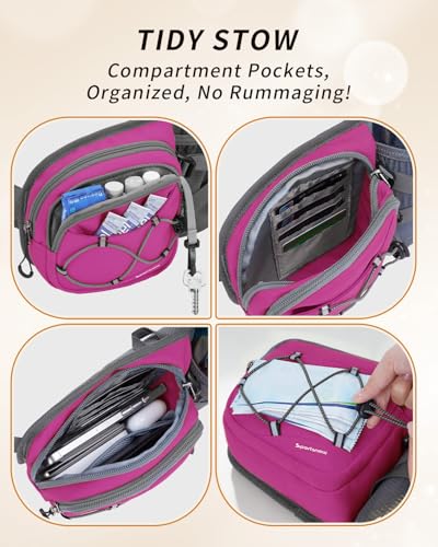sportsnew Hydration Waist Pack with Water Bottle Holder, 2L Large Fanny Pack for Running Hiking Dog Walking, Water-Resistant Crossbody Waist Bag for Men Women - color: Deep Pink