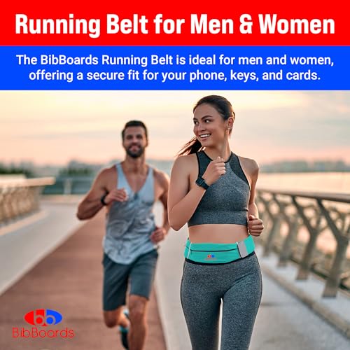 BibBoards Running Belt for Phone, Turquoise, 38-48 in - color: Turquoise, style: 38 Inch