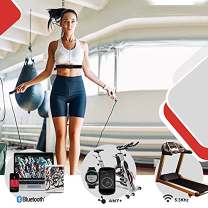 FITCENT Rechargeable Heart Rate Monitor Chest Strap 5.3 kHz/Bluetooth 5.0/ANT+, Heart Rate Sensor for Peloton Strava Zwift DDP Yoga