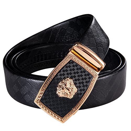 Dubulle Mens Ratchet Belt Gold Click Buckle Adjustable Leather Belts - color: Golden Gorilla, size: Adjustable from 36" to 45" Waist