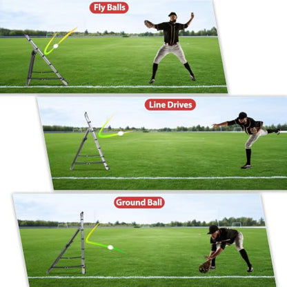 Baseball Rebounder Net 3x3 ft Dual Rebound Modes with Random Bounce Back