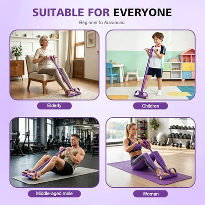 Multifunctional Pedal Resistance Band with Handle,6/8/10 Tubes for All Weights,Upgrade Heavy-Duty Stretch for Full Body Workouts. - color: Purple 10 tubes