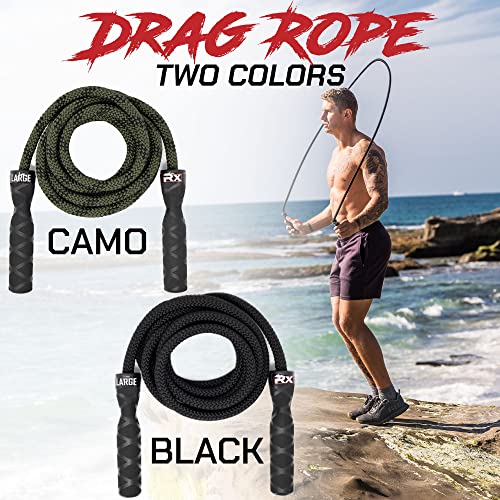 Rx Smart Gear Drag Jump Rope w/Non Slip Ergonomic Handles - Weighted Polypropylene Rope for Fitness & Exercise, Cardio Workout, WOD | Speed Jumping Rope for Men & Women - size: M