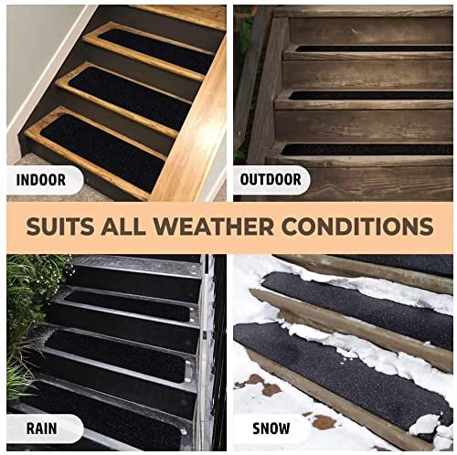 Non-Slip Stair Treads for Wooden Steps, Indoor and Outdoor Grip Tape Black - size: Black, style: 10 Pack