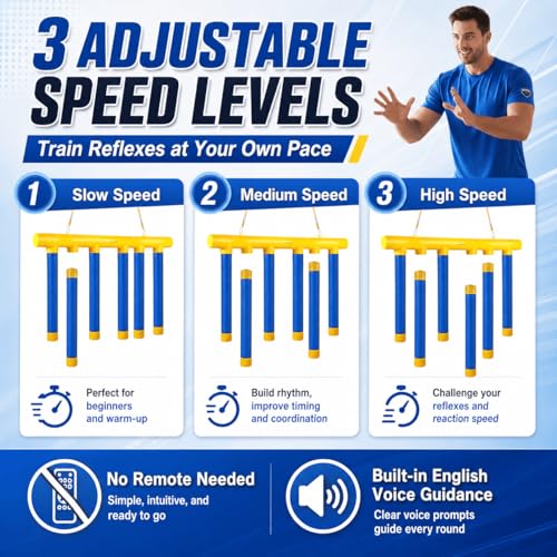 Reflex Drop Sticks Game, 3-Speed Reaction Training Tool for Adults