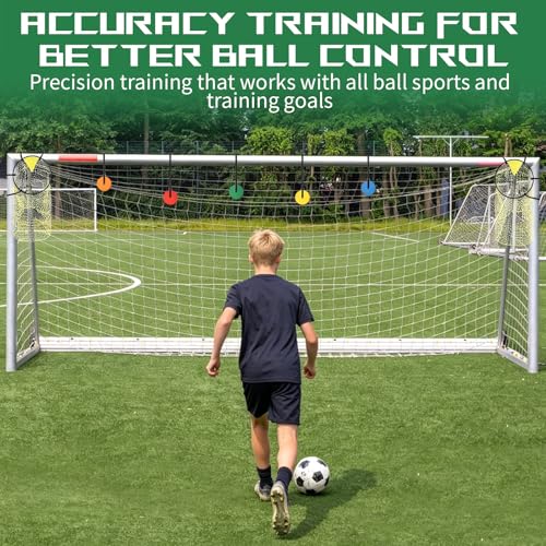 7 PCS Soccer Goal Target Sets Adjustable Straps Training Set for Shooting Accuracy Speed and Agility Practice Sports Training for Lacrosse Football Baseball Hockey