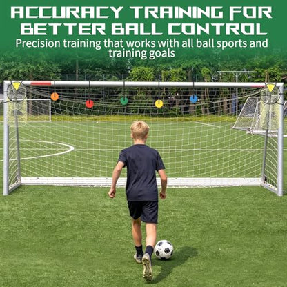 7 PCS Soccer Goal Target Sets Adjustable Straps Training Set for Shooting Accuracy Speed and Agility Practice Sports Training for Lacrosse Football Baseball Hockey