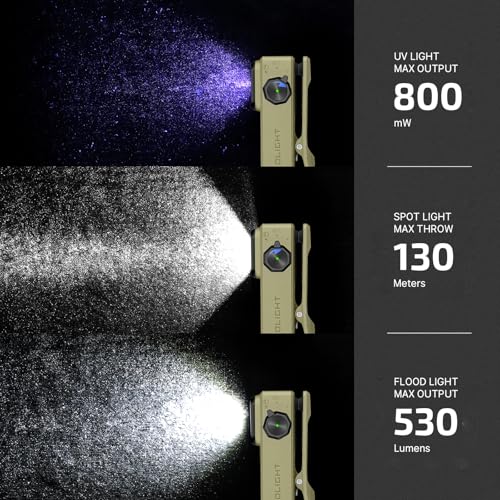 OLIGHT Oclip Ultra Rechargeable EDC Flashlight, UV Light, Olive Green