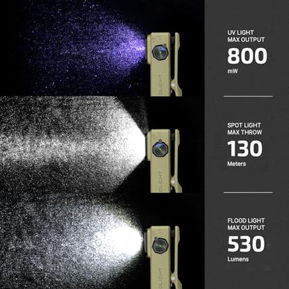 OLIGHT Oclip Ultra Rechargeable EDC Flashlight, UV Light, Olive Green