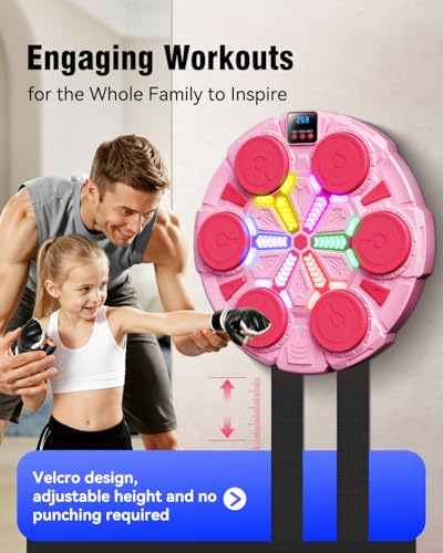 Music Punching Machine, Boxing Trainer with Rhythm Lights - color: Pink