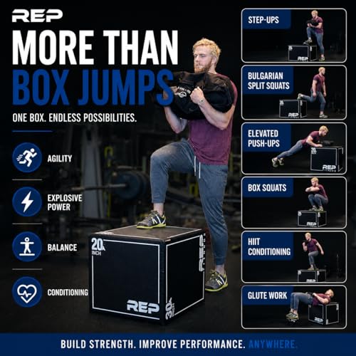 REP Soft Plyo Box | 3-in-1 Foam Jump Box | 3 Size Options 16", 20", 24" | Plyometric Training Platform | Home Gym Equipment | Non-Slip Step Block | Adjustable Workout Box | CrossFit Jump Tool - style: Small - 20/18/16 inch