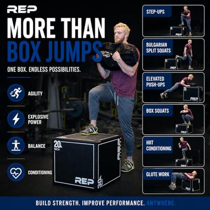 REP Soft Plyo Box | 3-in-1 Foam Jump Box | 3 Size Options 16", 20", 24" | Plyometric Training Platform | Home Gym Equipment | Non-Slip Step Block | Adjustable Workout Box | CrossFit Jump Tool - style: Medium - 24/20/16 inch