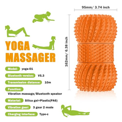 Portable Electric Muscle Massage Roller, 6 Vibration Levels for Deep Tissue Relief, Handheld Massager for Plantar Fasciitis, Neck, Back, Leg Pain, Rechargeable with Bluetooth Speaker(Gray) - color: Gray