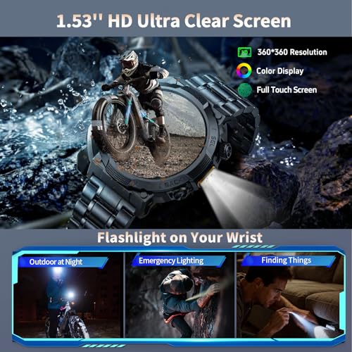 Soudorv Military Smart Watch for Men, 50+ Day Battery Life, Bluetooth Call - color: Black