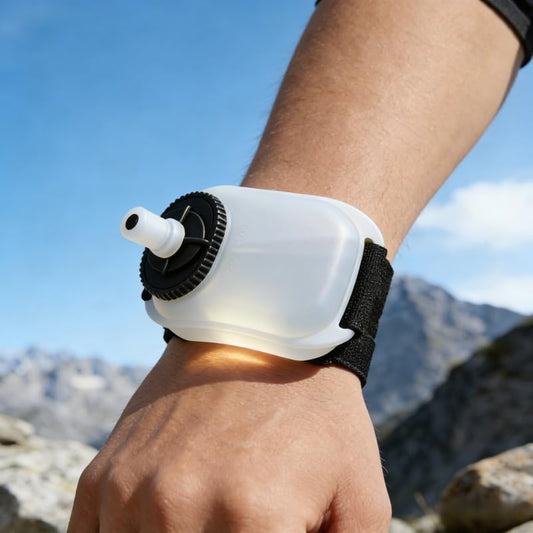 Silicone Wrist Water Bottle Outdoor Portable Hands Free Squeeze Design Adjustable Strap for Running, Cycling and Hiking, White - color: White