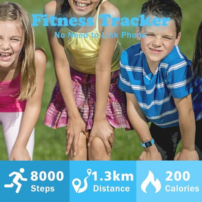 Kids Watches for Girls Boys Digital Sport Watch with Step Counter Pedometer Vibration Alarm Clock, No App Waterproof Fitness Tracker Kids Watch Boys Girls Teens Students Ages 5-16 - color: 003-E-LightBlue