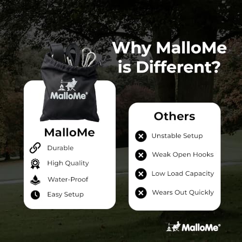 MalloMe Tree Swing Straps & Hammock Straps for Trees – Multi-Purpose Hanging Kit, Heavy Duty Adjustable Tree Strap for Hammocks, Swings & Outdoor Use, Safe for Branch or Between 2 Trees - style: 2200 LB - D-Ring 5FT w/ Swivel (Ideal for Swings)