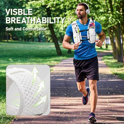 N NEVO RHINO Running Vest with 1.5L Water Bladder, Hydration Vest Pack - color: White