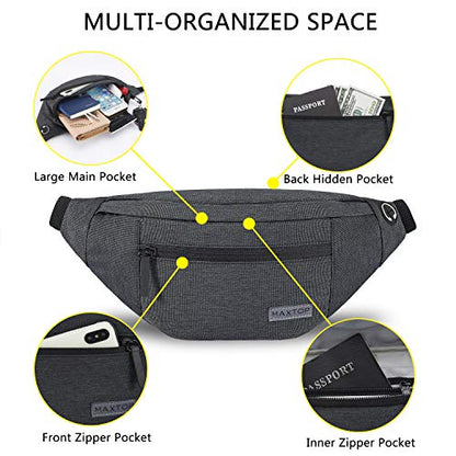 Small Crossbody Fanny Pack Women Men Shoulder Sling Bag Carrying All Phones - color: Dark Grey