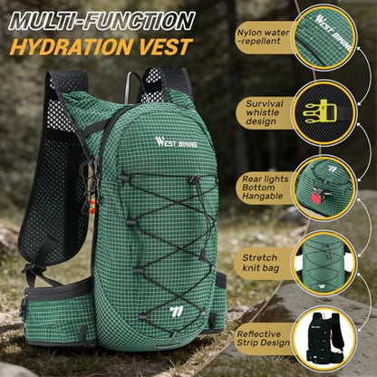 Lightweight Hydration Backpack with 2L Water Bladder Running Hydration Vest Backpack Specialized Hydration Pack for Cycling, Hiking, and Mountaineering - color: olive green