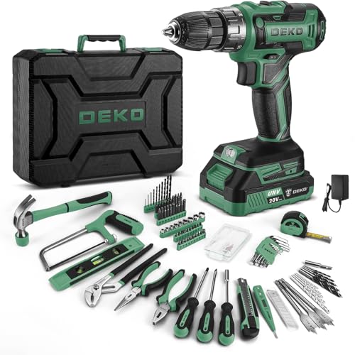 Green Drill Tool Kit Set: 20V Cordless Power Drill Tool Box with Battery Electric Drill Driver for Men Home Hand Repair Basic Toolbox Tools Sets Drills Case - color: Green