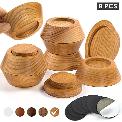 Bed Risers, Furniture Risers (Set of 8-Height 1") Can be Adjusted to 2'' 3''or 4'', Lifts Furniture Risers, Solid Natural Wood Risers, Non-Slip Recessed Hole (Natural Wood Color) - color: Natural Color