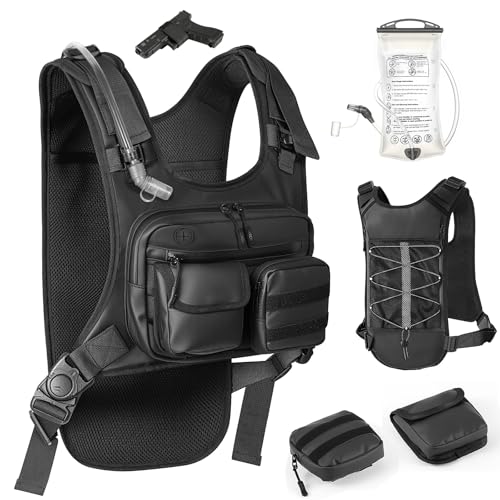 MoKo Hydration Pack with 2L Water Bladder, Hydration Backpack Water Backpack Lightweight Reflective Chest Pack with Gear Holder, Running Vest for Men Women Marathon, Hiking, Biking