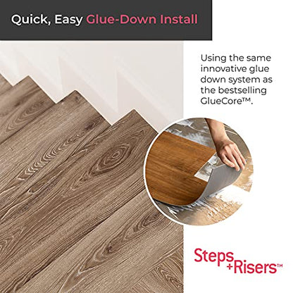 Lucida MaxCore Stair Tread Riser 7.31x48in 28mil 6mm Click Lock LVP - color: Pioneer Oak