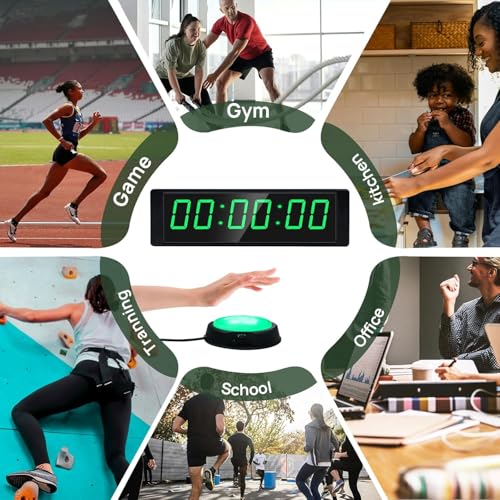 YZ Gym Timer Clock for Home Gym, Fitness Timer with Stopwatch Button, Large Digital Stopwatch Countdown Clock, 12/24H Digital Wall Clock - style: plug-in