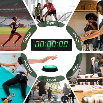 YZ Gym Timer Clock for Home Gym, Fitness Timer with Stopwatch Button, Large Digital Stopwatch Countdown Clock, 12/24H Digital Wall Clock - style: plug-in