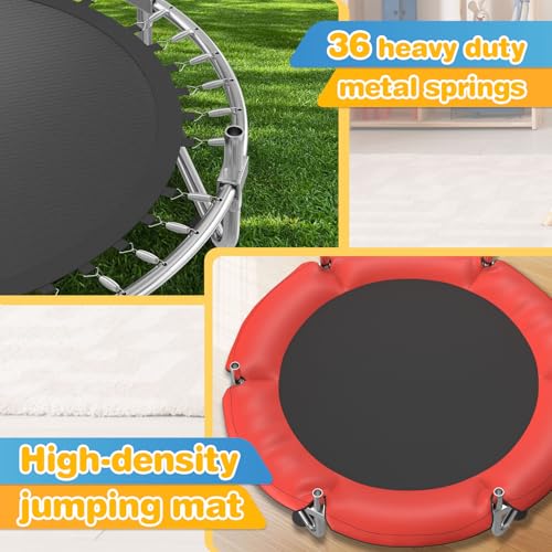 60" Trampoline for Kids with Enclosure Net, Toddler Trampolines Indoor - color: Red