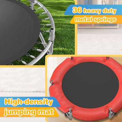 60" Trampoline for Kids with Enclosure Net, Toddler Trampolines Indoor - color: Red