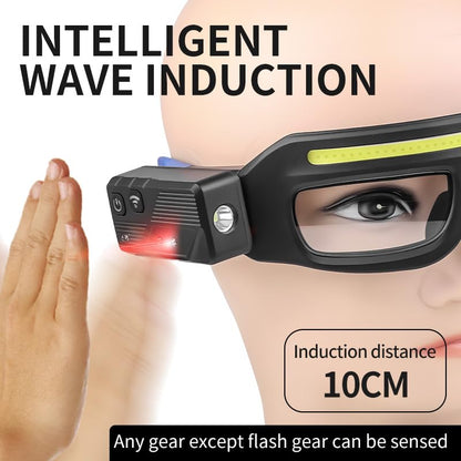 LED Safety Glasses with Lights with Motion Sensor and Touch Control (Blue) - color: Blue