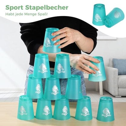 yeesport 48 Sport Stacking Cups Red/Blue/Green/Black for Kids & Adults - color: Black-red-blue-green