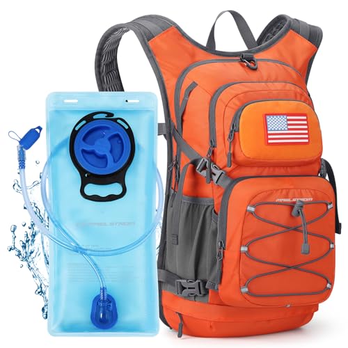 Maelstrom Lightweight Hydration Hiking Backpack with 2L/3L Water Bladder - color: 2.Orange, size: 3L Bladder