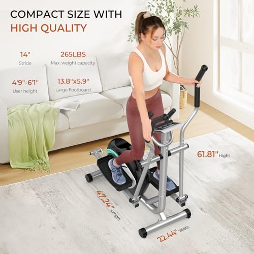 Dripex Elliptical Exercise Machine, Elliptical Machine for Home with 16 Resistance Levels, Quiet & Smooth Magnetic Elliptical Training Machines with 13.2 lb Flywheel, LCD Monitor & Pulse - color: Green