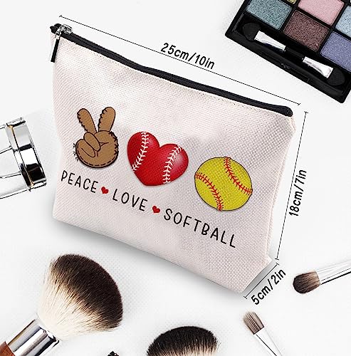 Softball Cosmetic Bag for Women, Birthday Gifts for Softball Lovers, Coach & Team - color: softball