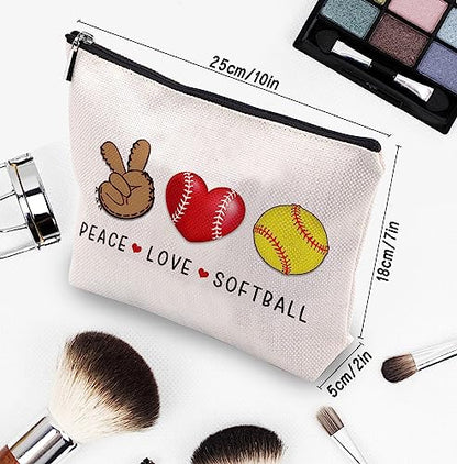 Softball Cosmetic Bag for Women, Birthday Gifts for Softball Lovers, Coach & Team - color: softball