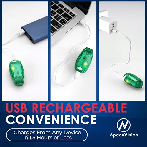 EverLightFX USB Rechargeable LED Safety Light (2 Pack) by Apace - Super Bright Bike Tail Light Works Brilliantly as Running Light for Joggers, Pets, Bicycle Strobe or Rear Clip On Lights - color: Green