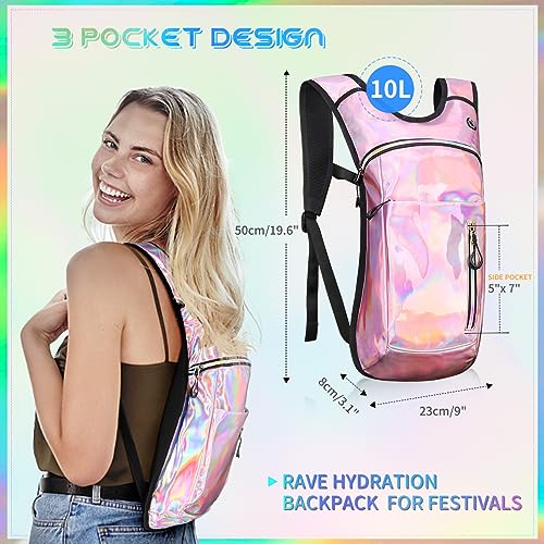 Hydration Backpack -Water Backpack with 2l Hydration Bladder - color: Holographic - Pink